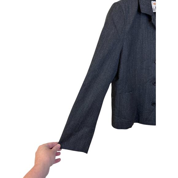 Talbots‎ Button Up Blazer Women 6 Gray 100% Pure New Wool Business Office Work - Picture 4 of 8